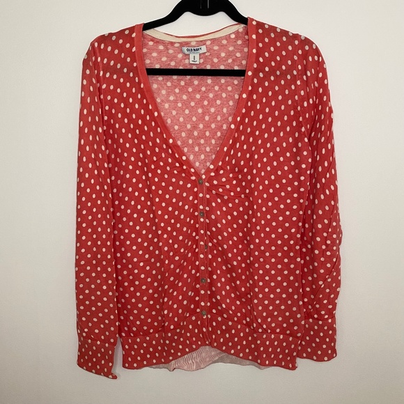Pink polka dot  cardigan - Picture 1 of 3